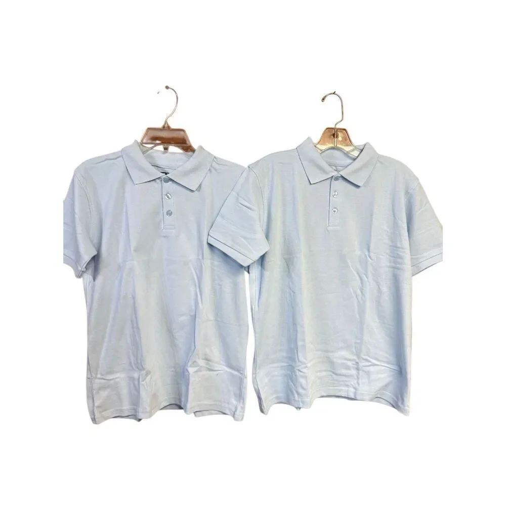 Q2 Kids School Uniform Polo Shirts (2) Lt. Blue Sz 18/20 NWT